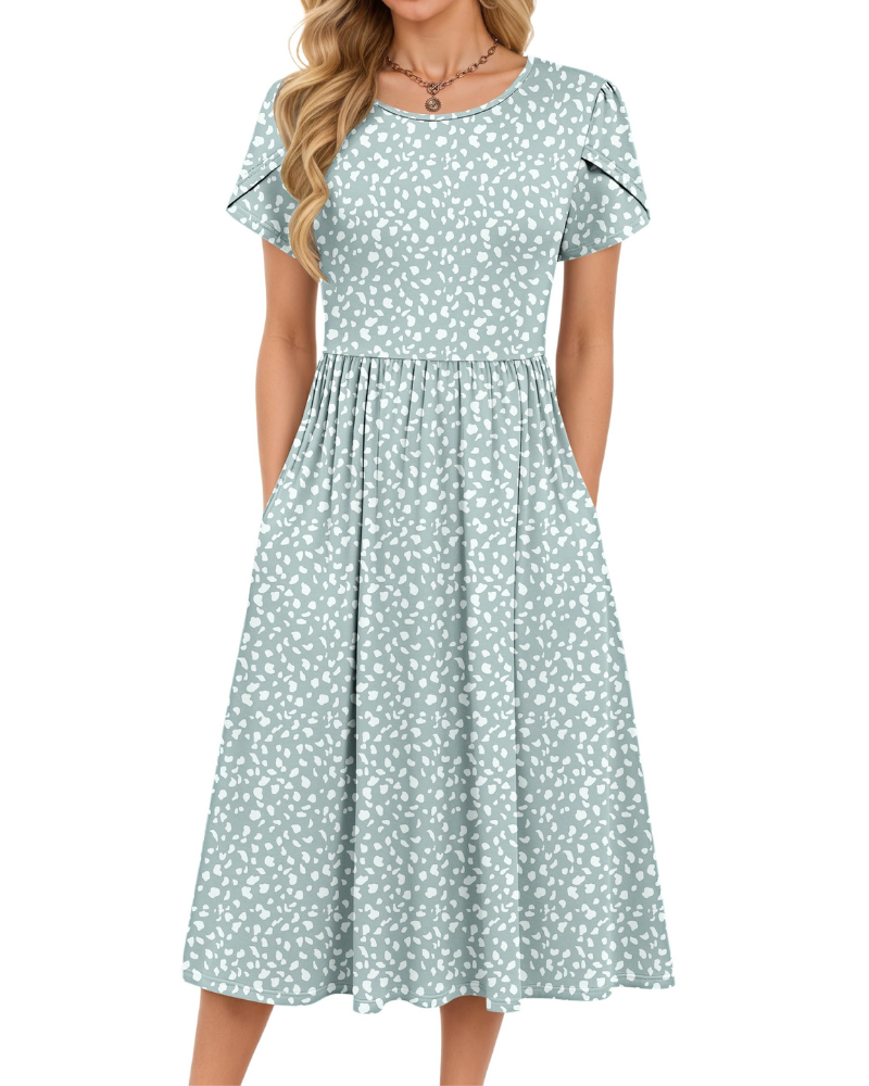 Delilah Women's Midi Summer Dress – A-Line Swing Beach Dress with Pockets