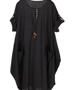 Brielle Women's Linen Blend T-Shirt Dress – Casual Tunic Dress with Large Pockets