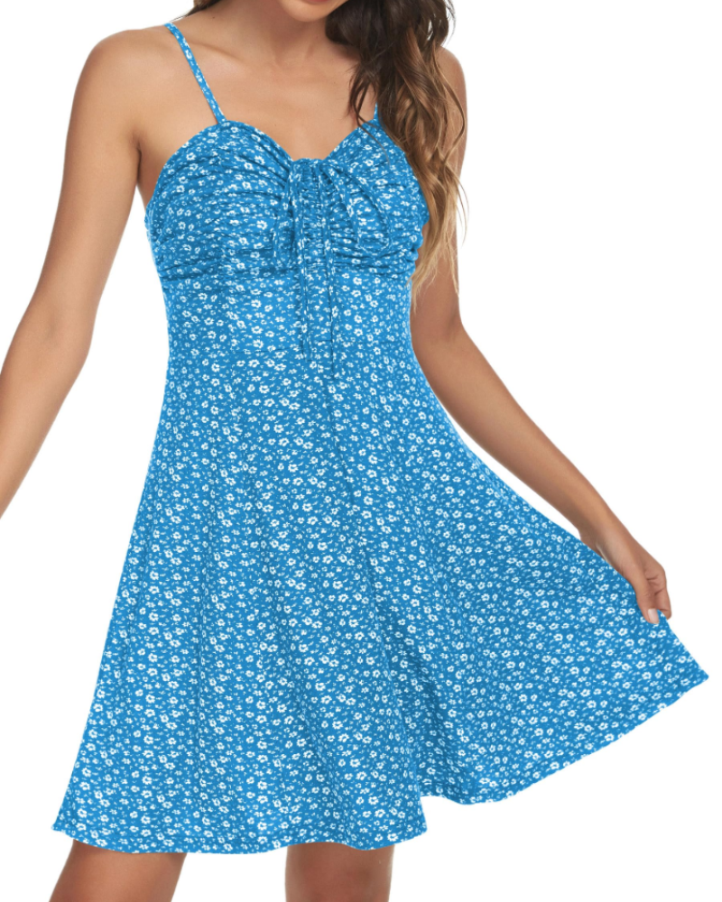 Adeline Women's Floral Cami Dress – Spaghetti Strap Summer Mini Dress