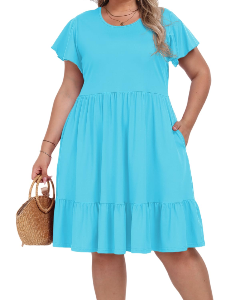 Valerie Women's Plus Size Midi Dress – Casual Summer Dress with Pockets