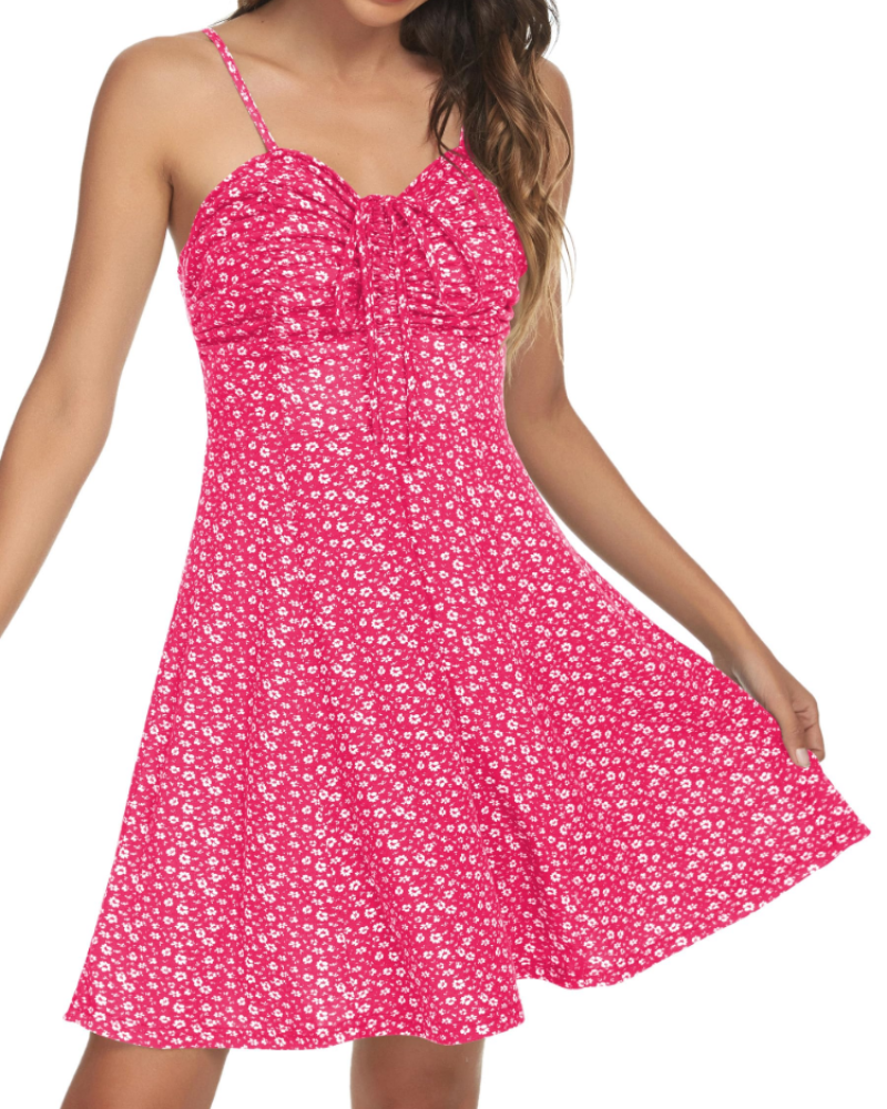 Adeline Women's Floral Cami Dress – Spaghetti Strap Summer Mini Dress