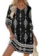 Scarlett Women's Bohemian Tunic Dress – Floral Beach Mini Dress with Tassel Detail