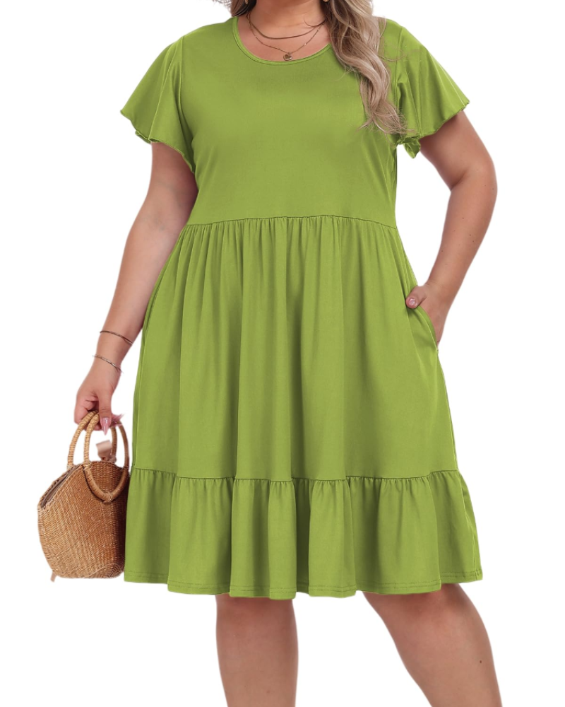 Valerie Women's Plus Size Midi Dress – Casual Summer Dress with Pockets