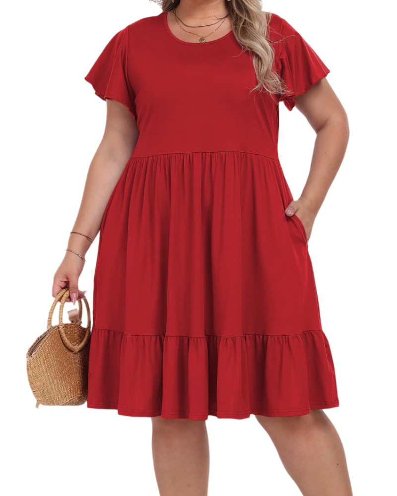 Valerie Women's Plus Size Midi Dress – Casual Summer Dress with Pockets