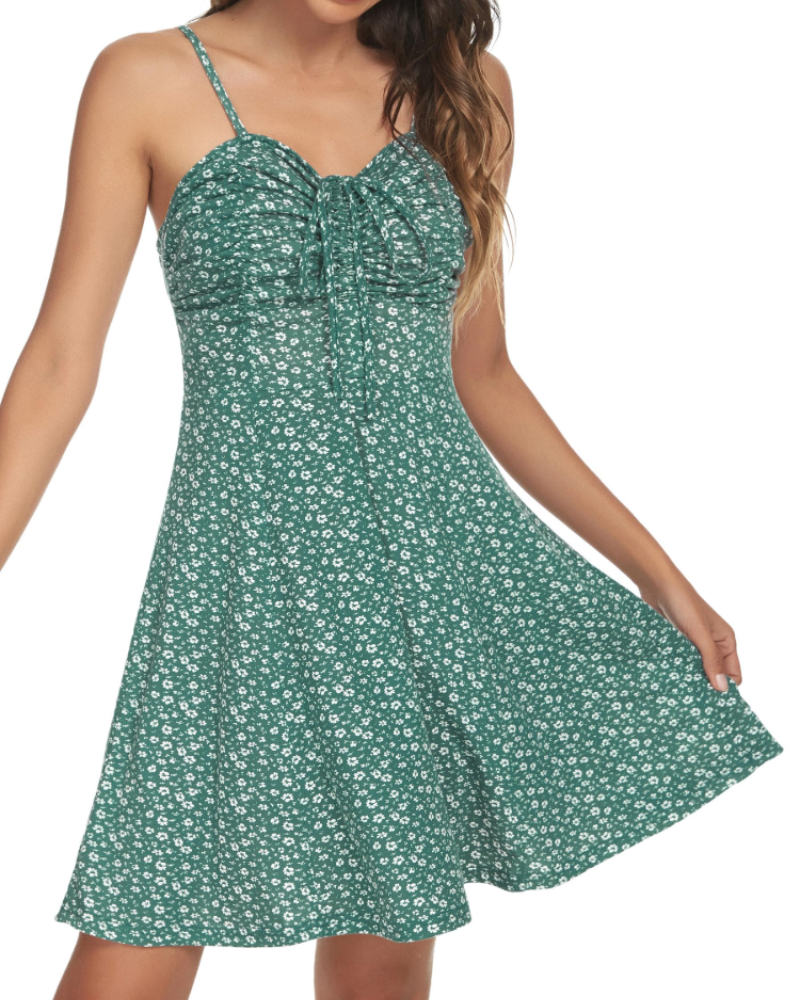 Adeline Women's Floral Cami Dress – Spaghetti Strap Summer Mini Dress