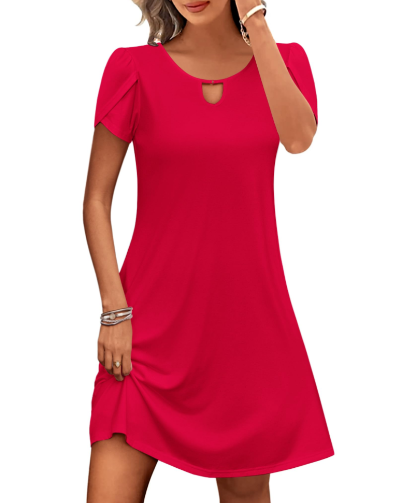 Rosalie Women's Floral Midi Dress – Casual Summer Tunic Dress with Pockets