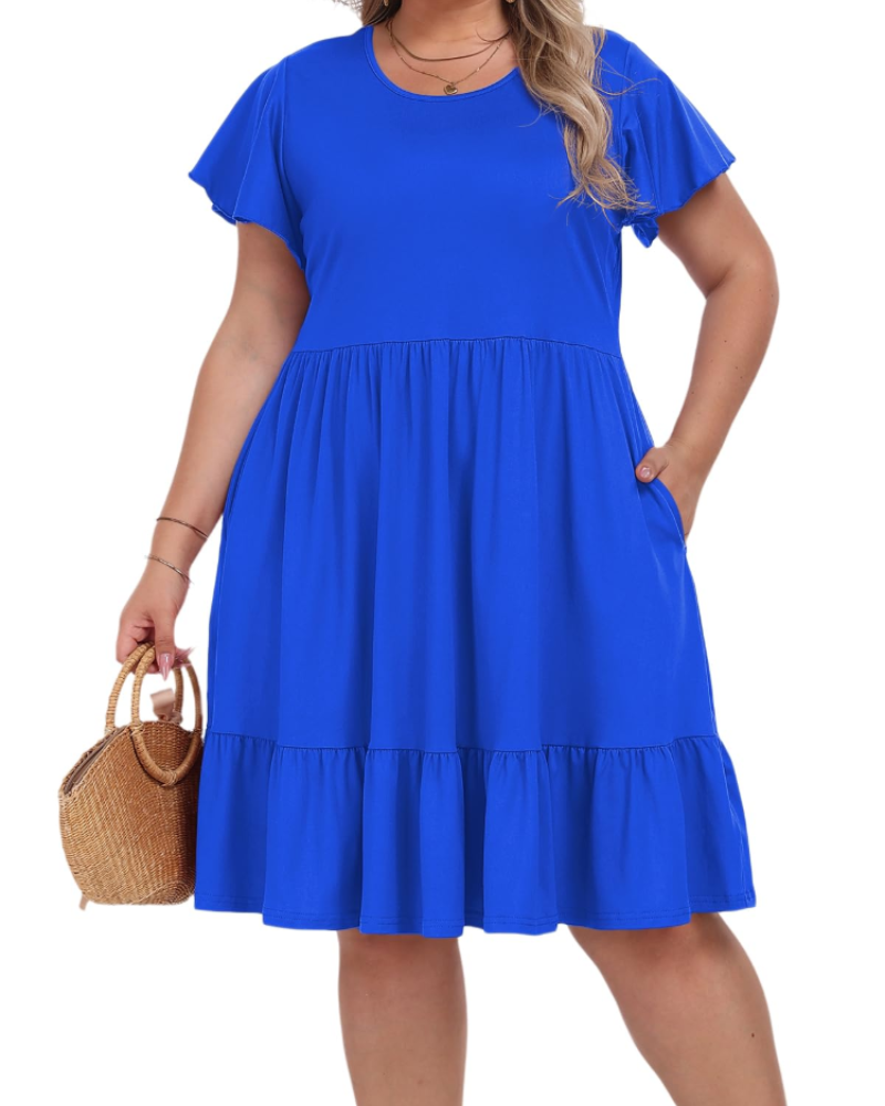 Valerie Women's Plus Size Midi Dress – Casual Summer Dress with Pockets
