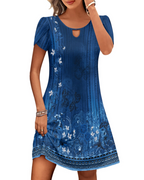 Rosalie Women's Floral Midi Dress – Casual Summer Tunic Dress with Pockets