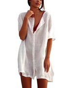 Willow Women's Beach Cover-Up Dress – Cotton Blend Tunic Shirt for Summer Holidays
