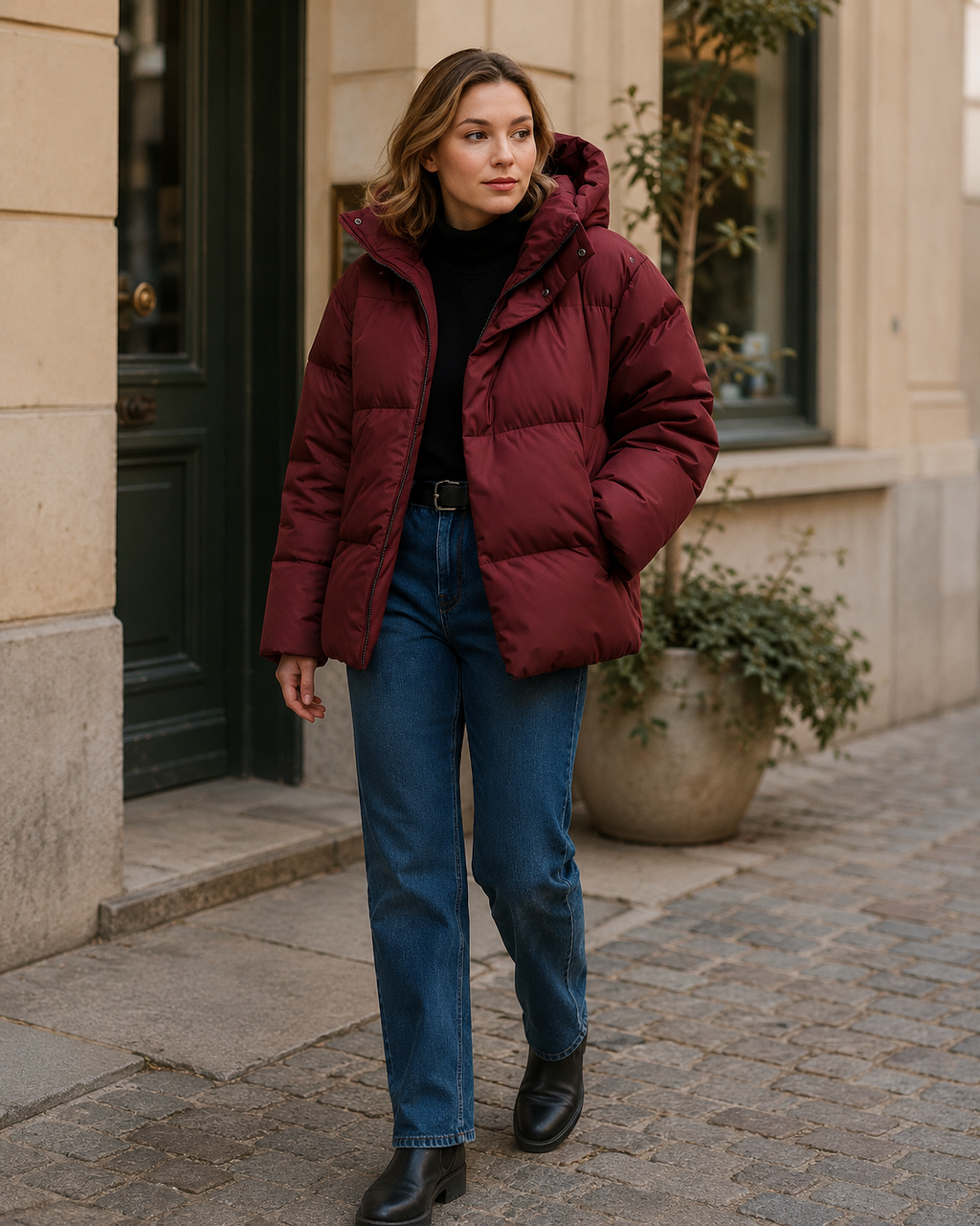 Delaney Women’s Oversized Winter Jacket – Water-Resistant Hooded Puffer Coat