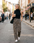 Natalie Women’s Two-Piece Set – Mock Neck Top & Printed Wide Leg Pants