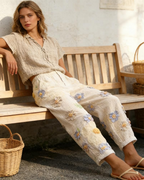 Aria Women's Printed Wide Leg Pants – High Waist Baggy Beach Trousers with Pockets