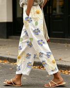 Aria Women's Printed Wide Leg Pants – High Waist Baggy Beach Trousers with Pockets