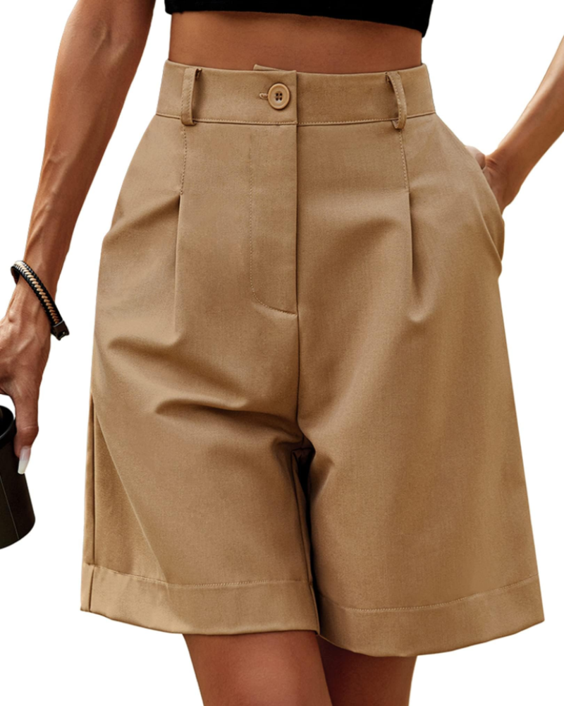 Olivia Women's Cargo Bermuda Shorts – High Waist Wide Leg Shorts with Pockets