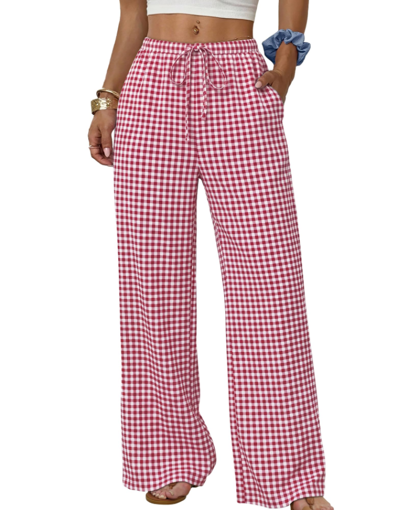 Sophia Women's Wide Leg Palazzo Pants – Flowy Drawstring Summer Trousers with Pockets