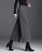 Millicent Women's Wide Leg Trousers – High Waist Checked Smart Casual Trousers