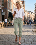 Belen Women's Capri Trousers – High Waist Drawstring Pants with Pockets Lightweight Fit