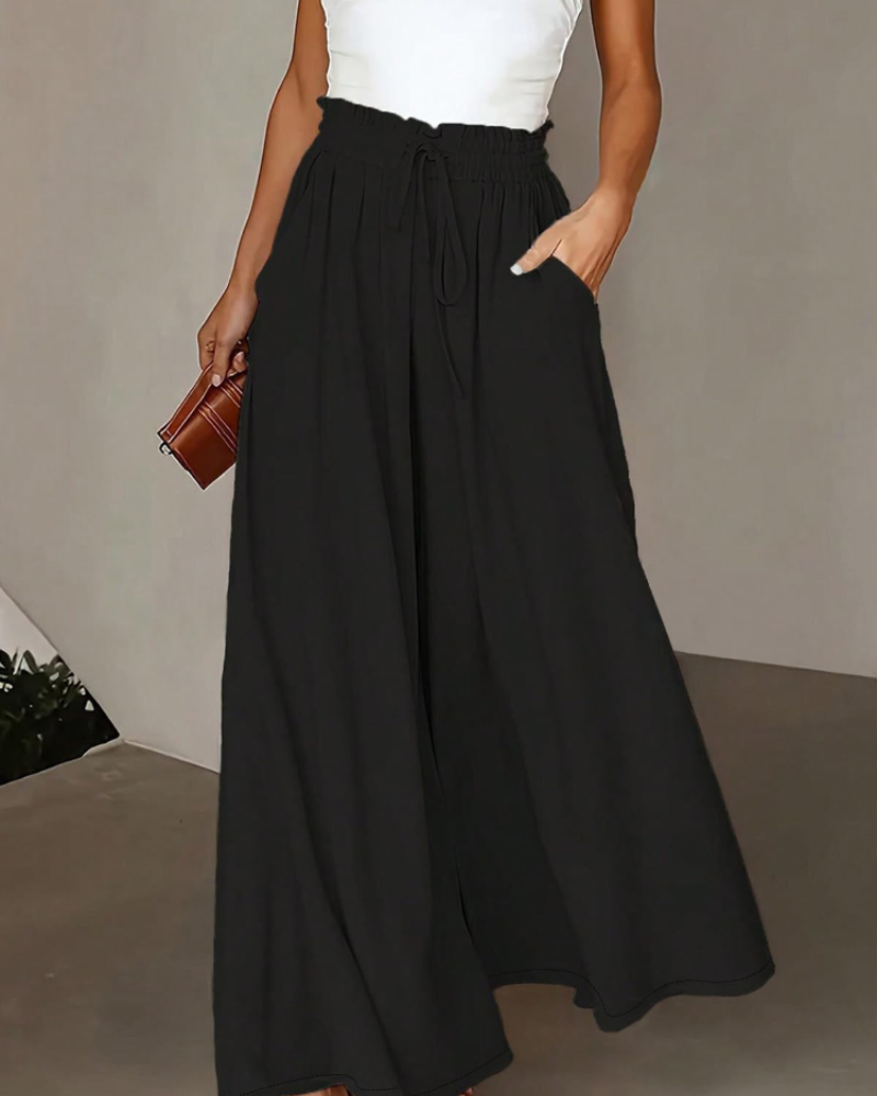 Monica Women's High Waist Work Pants – Casual Straight Leg Trousers with Pockets