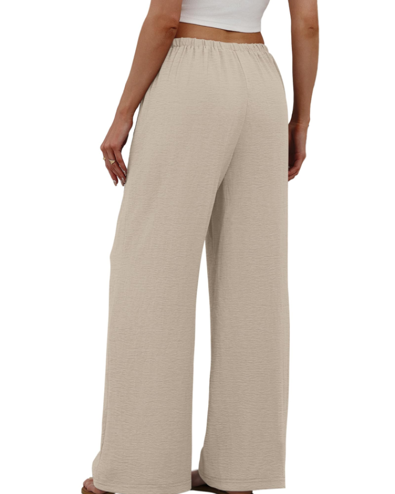 Sophia Women's Wide Leg Palazzo Pants – Flowy Drawstring Summer Trousers with Pockets