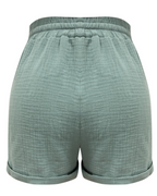 Emma Women's Linen Bermuda Shorts – High Waist Drawstring Summer Shorts with Pockets