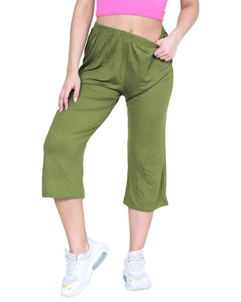 Fiorenza Women's Plus Size Culottes – Stretch Viscose Wide Leg Cropped Summer Trousers