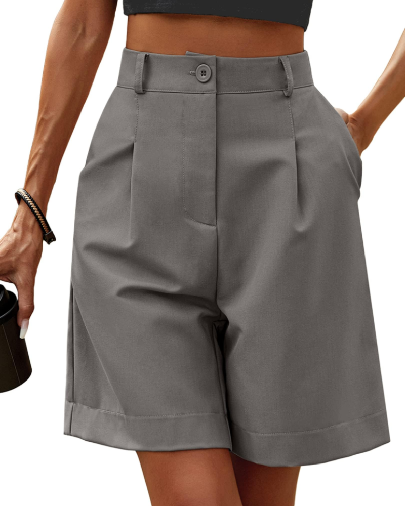 Olivia Women's Cargo Bermuda Shorts – High Waist Wide Leg Shorts with Pockets