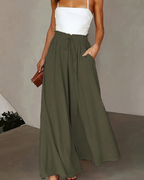 Monica Women's High Waist Work Pants – Casual Straight Leg Trousers with Pockets