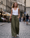 Monica Women's High Waist Work Pants – Casual Straight Leg Trousers with Pockets