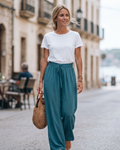 Evelyn Women's Palazzo Pants – High Waist Wide Leg Drawstring Trousers Loose Fit