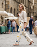 Aria Women's Printed Wide Leg Pants – High Waist Baggy Beach Trousers with Pockets