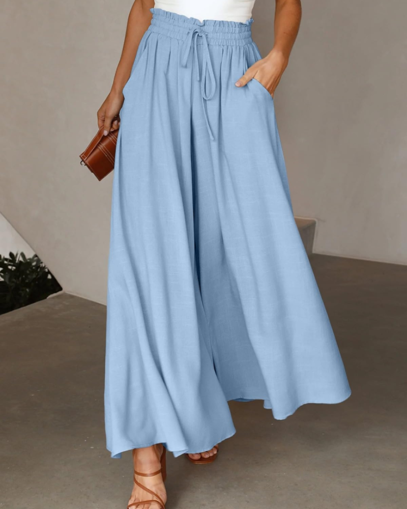 Claire Women's Casual Pants – High Waist Drawstring Trousers with Pockets Loose Fit