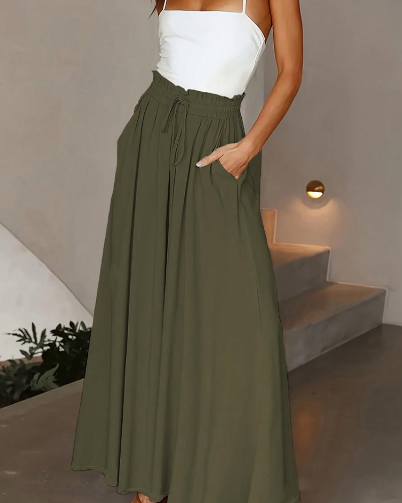 Monica Women's High Waist Work Pants – Casual Straight Leg Trousers with Pockets