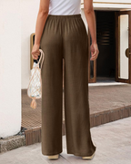 Eleanor Women's Cotton Linen Palazzo Pants – Wide Leg Summer Trousers with Pockets