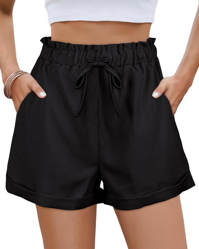 Ava Women's Summer Shorts – High Waist Drawstring Shorts with Pockets