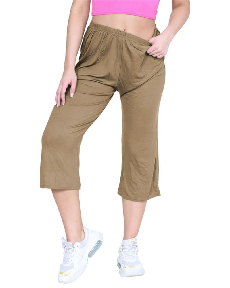 Fiorenza Women's Plus Size Culottes – Stretch Viscose Wide Leg Cropped Summer Trousers