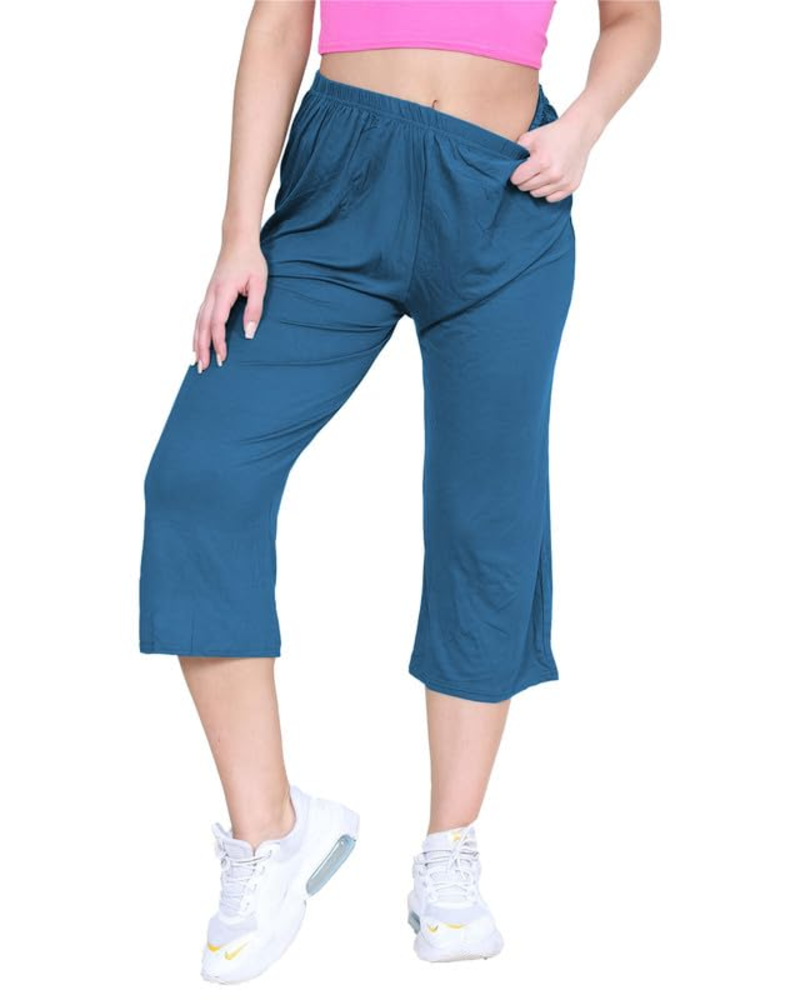Fiorenza Women's Plus Size Culottes – Stretch Viscose Wide Leg Cropped Summer Trousers