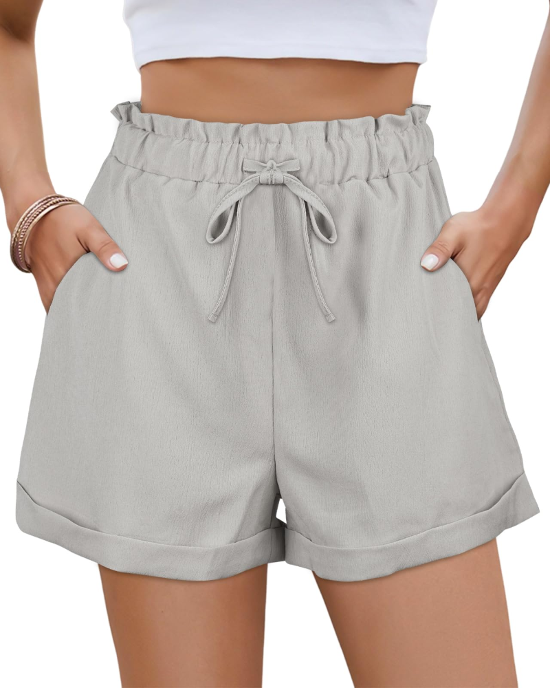 Ava Women's Summer Shorts – High Waist Drawstring Shorts with Pockets