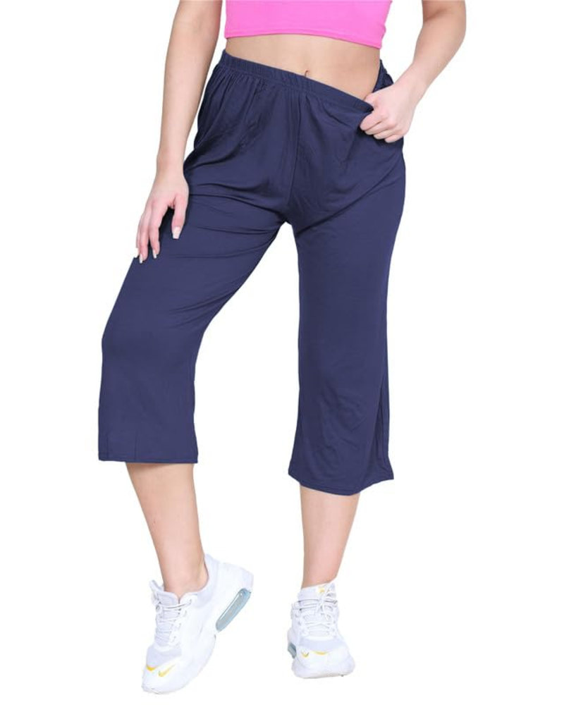 Fiorenza Women's Plus Size Culottes – Stretch Viscose Wide Leg Cropped Summer Trousers