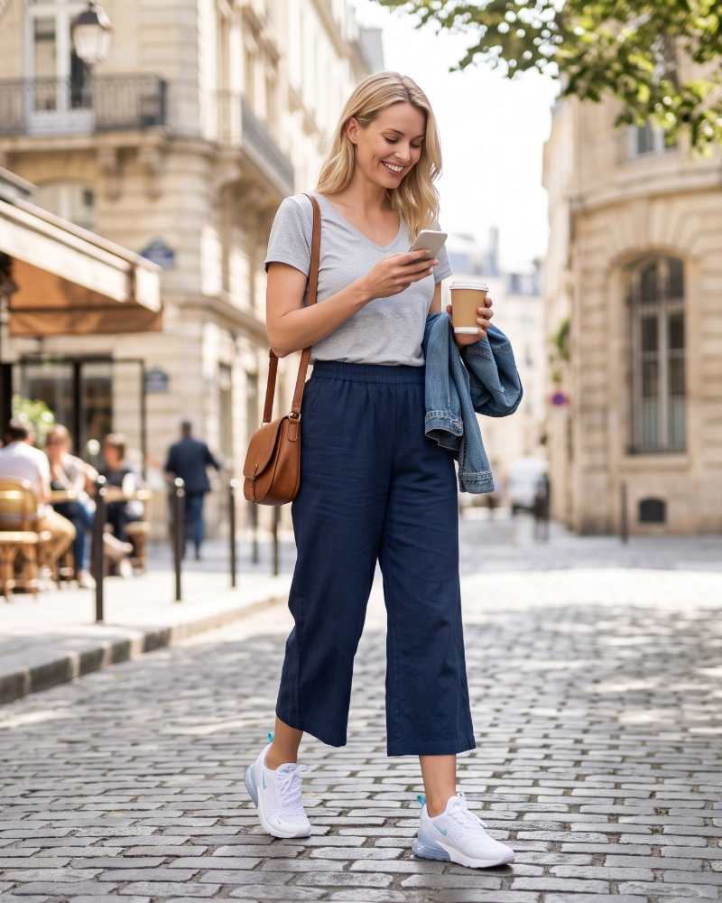 Fiorenza Women's Plus Size Culottes – Stretch Viscose Wide Leg Cropped Summer Trousers