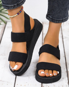 Azzie Women's Platform Sandals – Breathable Knit Wedge Sandals with Elastic Straps