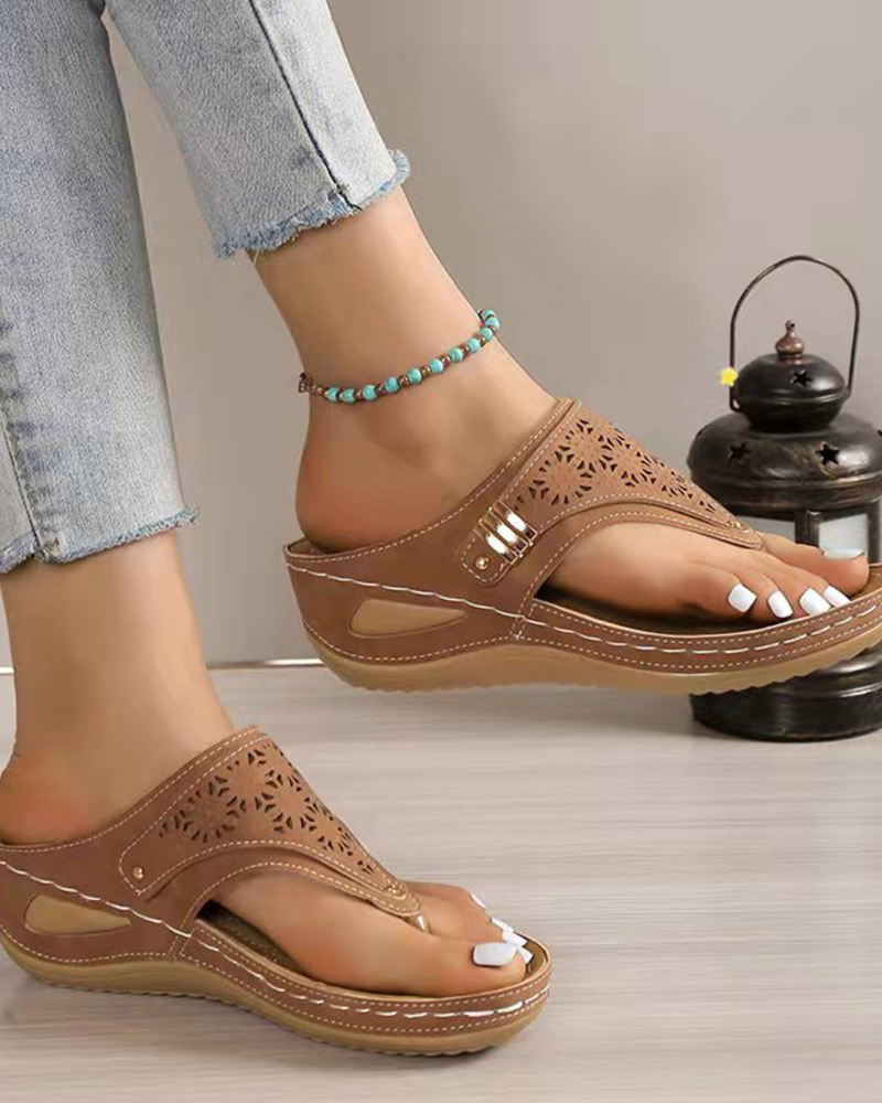 Alle Women's Wedge Flip Flops – Comfortable Arch Support Summer Sandals