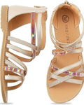 Lily Girls' Strappy Sandals – Open Toe Zipper Summer Princess Sandals