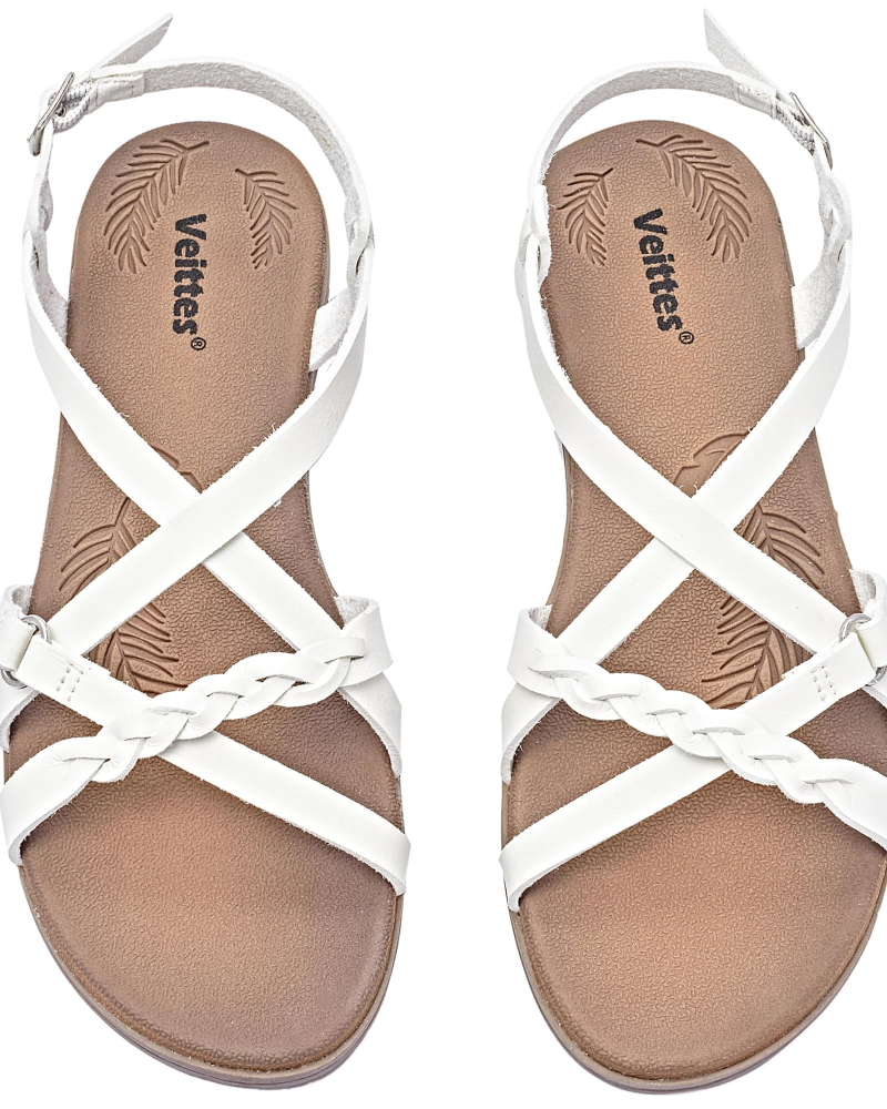 Sophia Women's Braided Flat Sandals – Cross Strap Summer Sandals with Ankle Strap