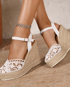 Addie Women's Espadrille Wedge Sandals – Closed Toe Platform Ankle Strap Shoes