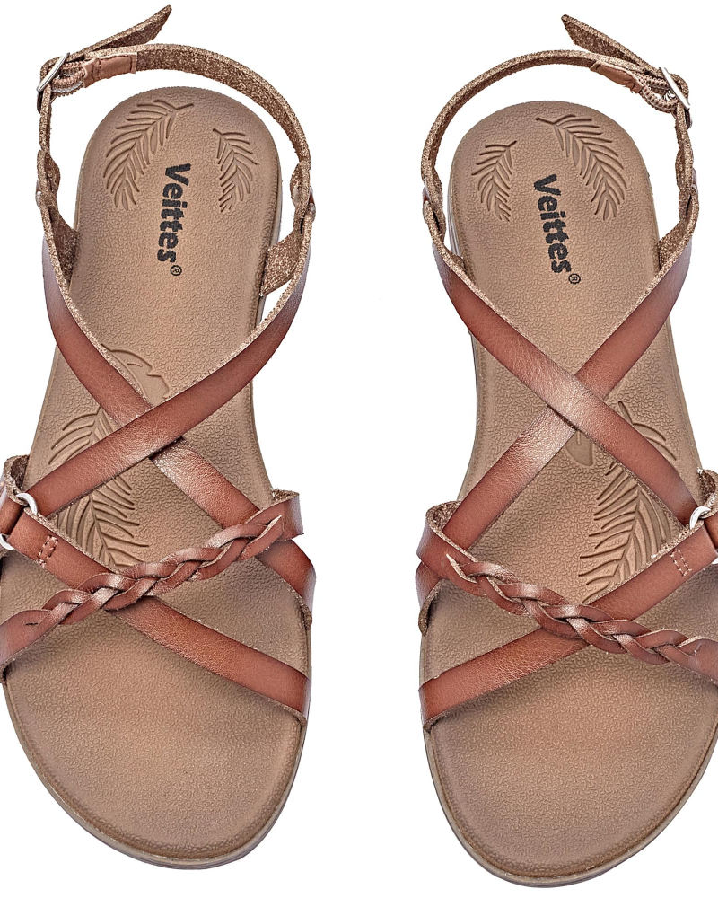 Sophia Women's Braided Flat Sandals – Cross Strap Summer Sandals with Ankle Strap