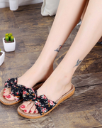 Bella Women's Linen Flat Sandals – Breathable Open Toe Bow Summer Slippers