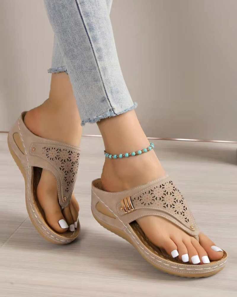 Alle Women's Wedge Flip Flops – Comfortable Arch Support Summer Sandals
