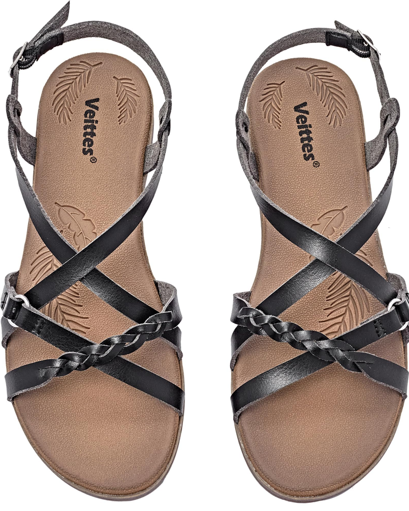 Sophia Women's Braided Flat Sandals – Cross Strap Summer Sandals with Ankle Strap