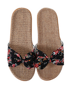 Bella Women's Linen Flat Sandals – Breathable Open Toe Bow Summer Slippers