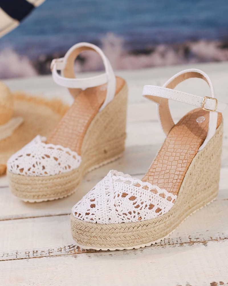Addie Women's Espadrille Wedge Sandals – Closed Toe Platform Ankle Strap Shoes